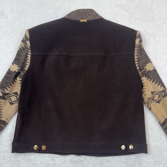St. John Sport By Marie Gray Southwestern Aztec Print Jacket Brown Tan Women’s M - Picture 13 of 16